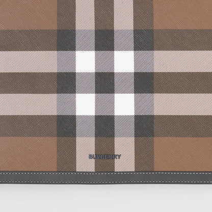 BURBERRY HOUSE CHECK & LEATHER ZIP POUCH CLUTCH