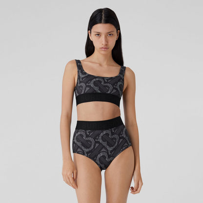BURBERRY GRAPHITE MONOGRAM PRINT BIKINI SET