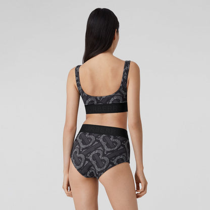 BURBERRY GRAPHITE MONOGRAM PRINT BIKINI SET