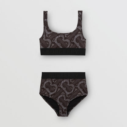 BURBERRY GRAPHITE MONOGRAM PRINT BIKINI SET
