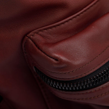 Burberry Large Burgundy Leather Rucksack Backpack