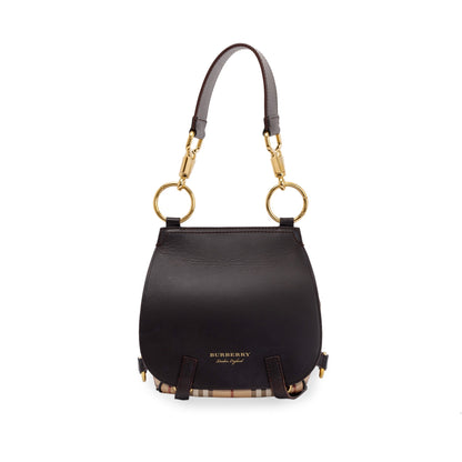Burberry Large Leather & Haymarket Check Bridle Saddle Bag
