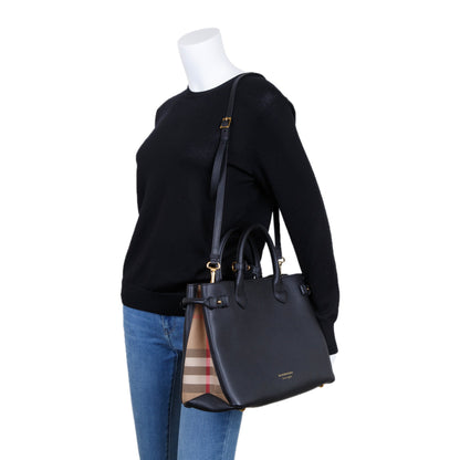 Burberry Leather & House Check Medium Banner Tote