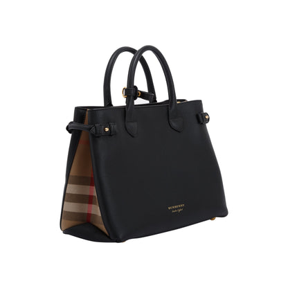 Burberry Leather & House Check Medium Banner Tote