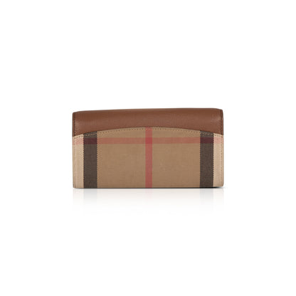 Burberry Leather Trim House Check Continental Wallet