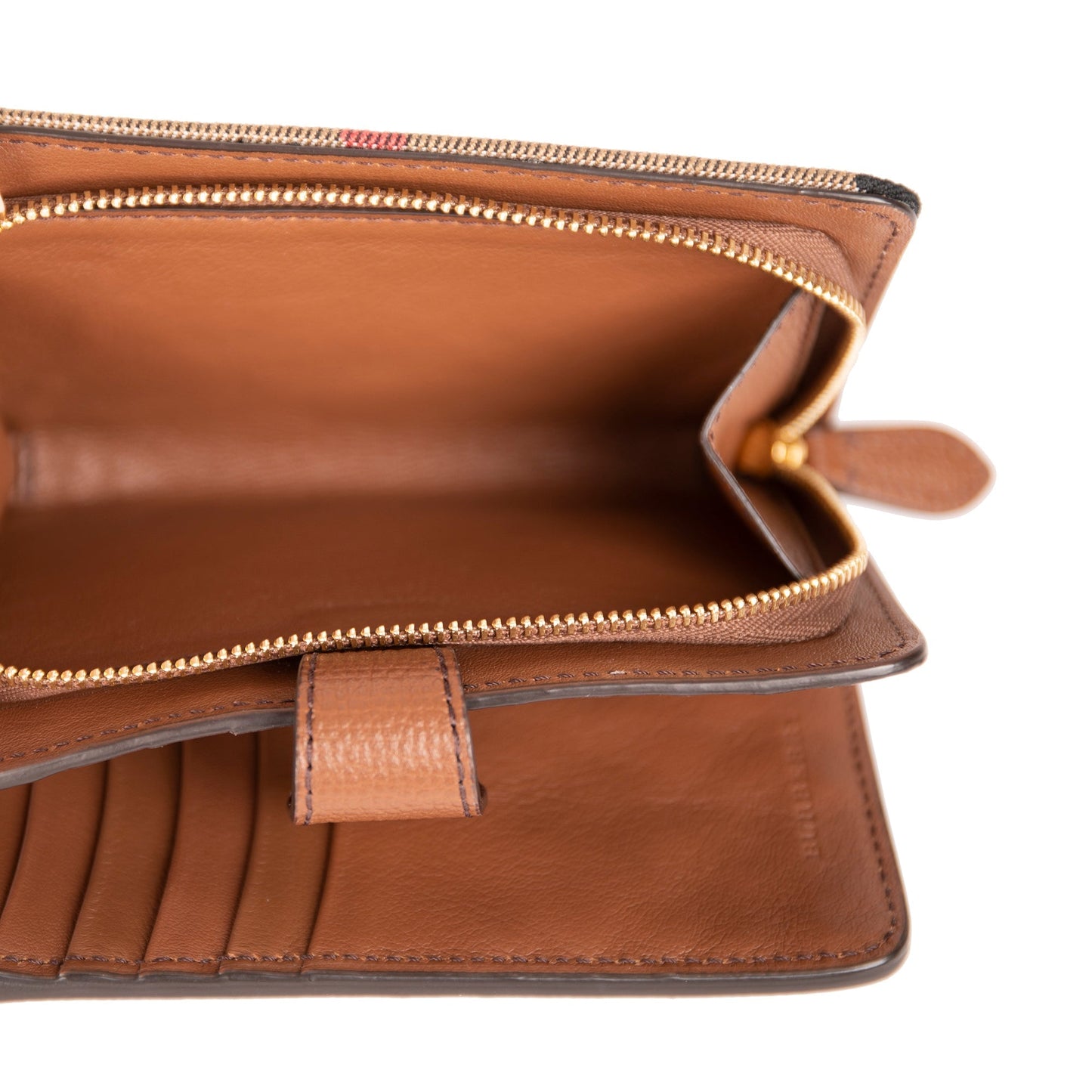 Burberry Leather Trim House Check Hampstead Tab Wallet