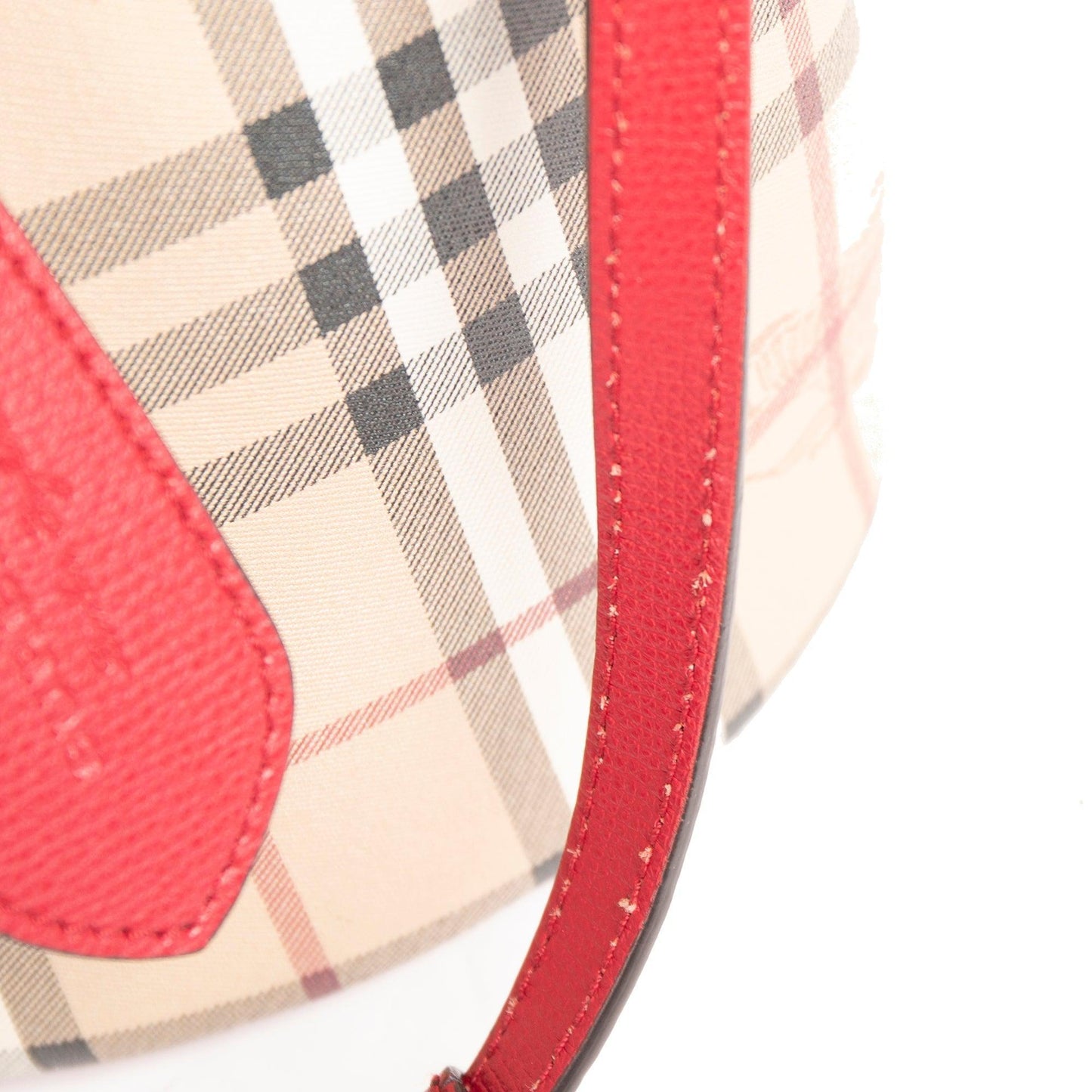 Burberry Leather-Trimmed Haymarket Check Bucket Bag