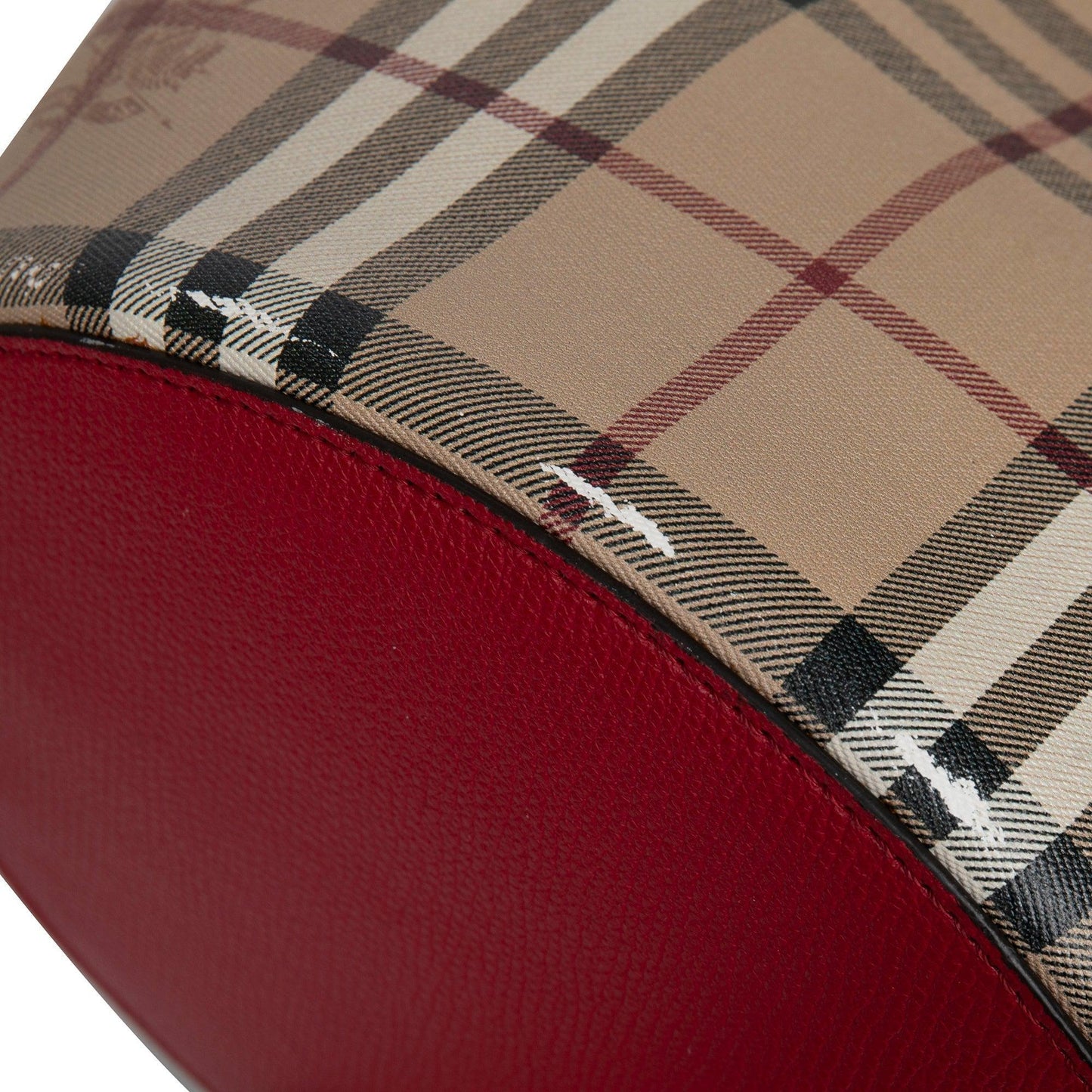 Burberry Leather-Trimmed Haymarket Check Bucket Bag