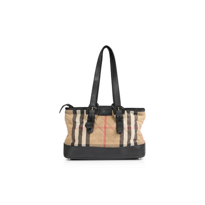 Burberry Leather-Trimmed House Check Shoulder Bag