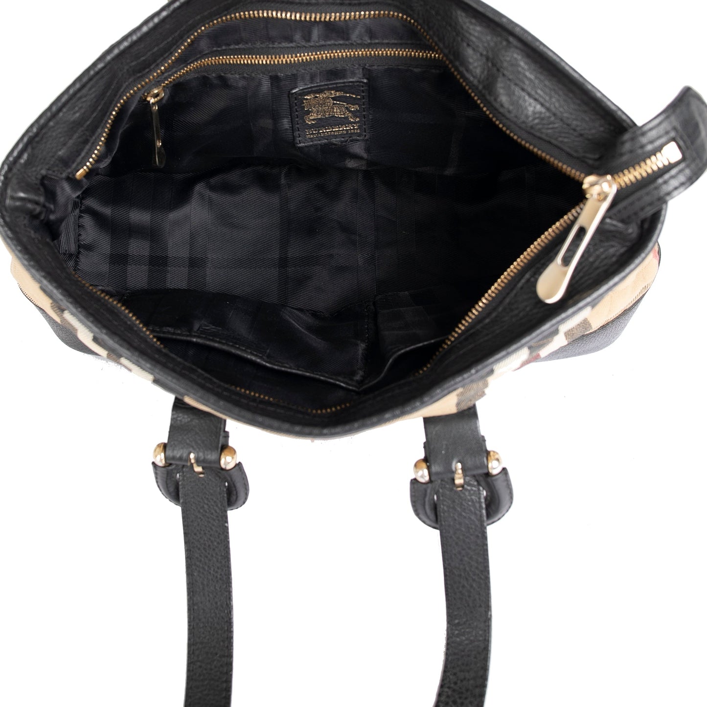Burberry Leather-Trimmed House Check Shoulder Bag