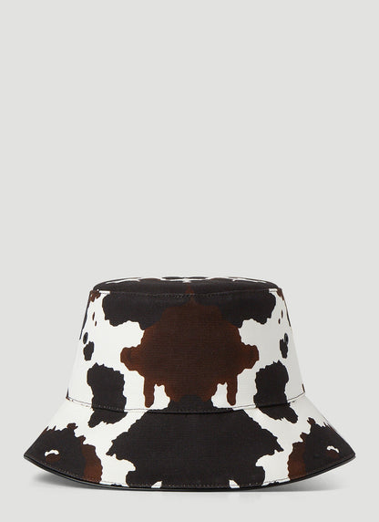 BURBERRY LOGO PATCH COW PRINT BUCKET HAT