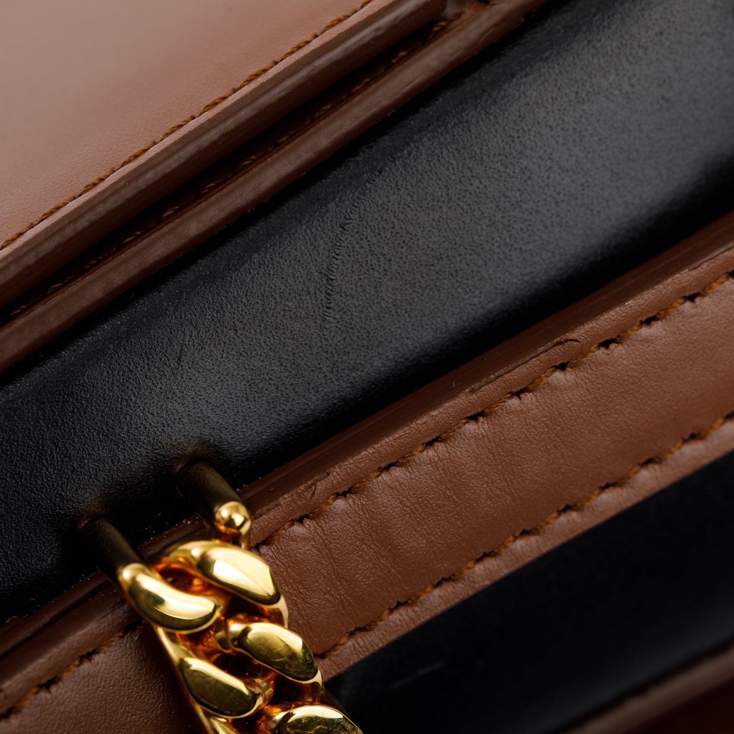 Burberry Malt Brown & Black Calfskin Leather Small Grace Bag
