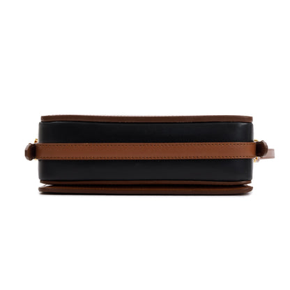 Burberry Malt Brown & Black Calfskin Leather Small Grace Bag