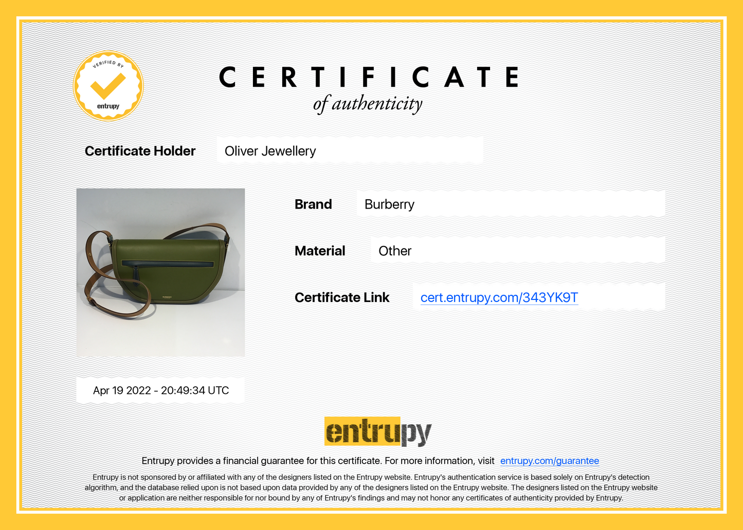 Burberry Medium Leather Olympia Bag