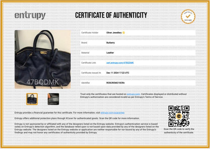 Burberry Navy Check Embossed Heritage Grain Leather Dewsbury Tote