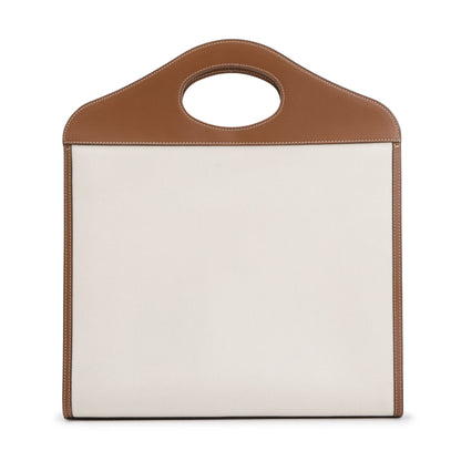 Burberry Neutral Canvas and Brown Leather Medium Pocket Bag