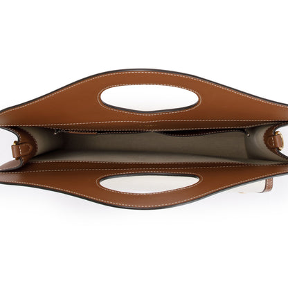 Burberry Neutral Canvas and Brown Leather Medium Pocket Bag