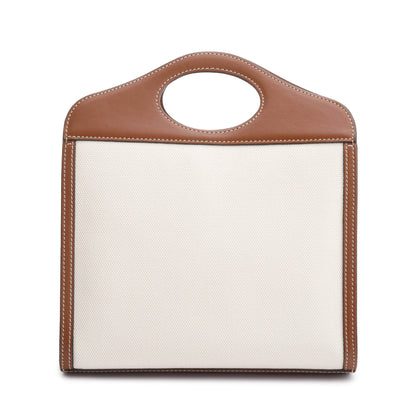 Burberry Neutral Canvas and Brown Leather Mini Pocket Bag