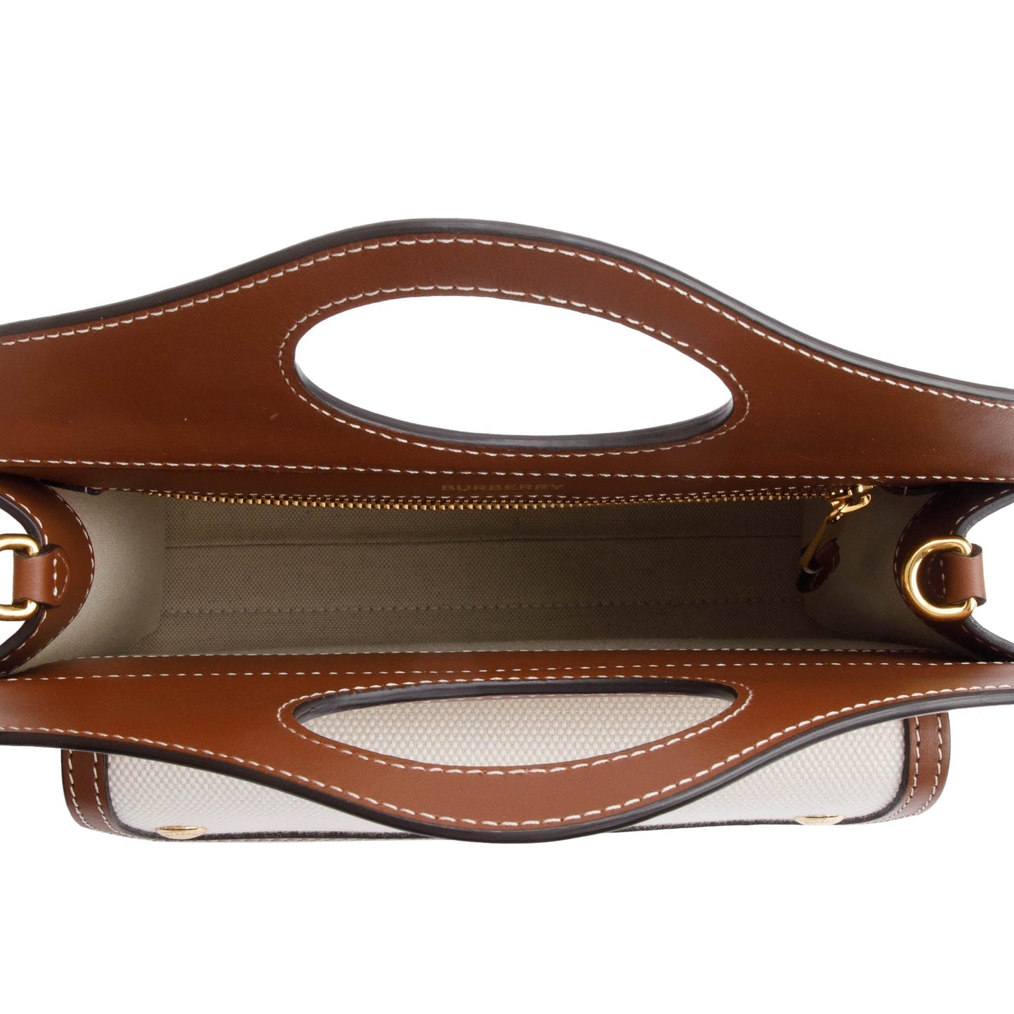 Burberry Neutral Canvas and Brown Leather Mini Pocket Bag