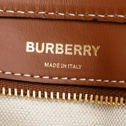 Burberry Neutral Canvas and Brown Leather Mini Pocket Bag