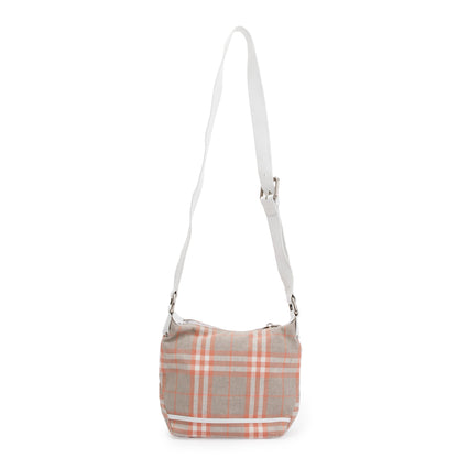 Burberry Neutral Check Canvas Small Crossbody Bag