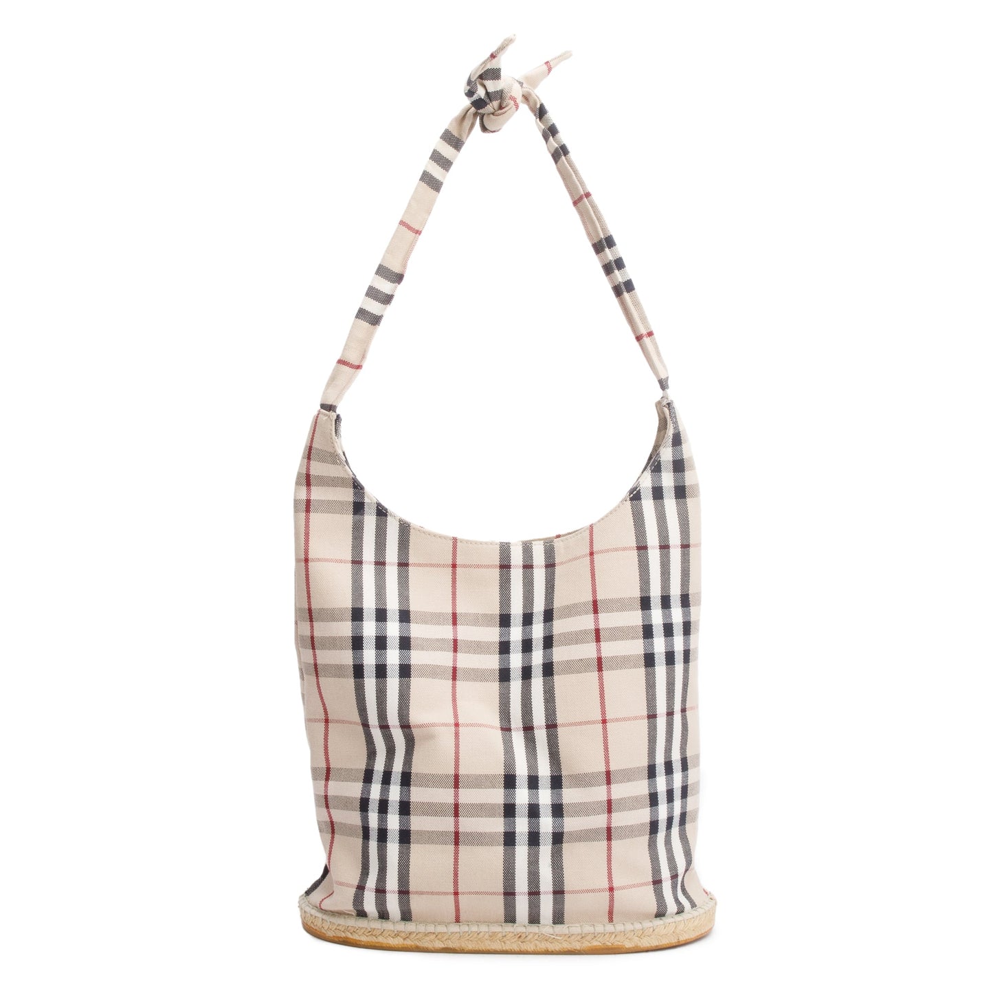 Burberry Nova Check Canvas Large Espadrille Hobo Bag