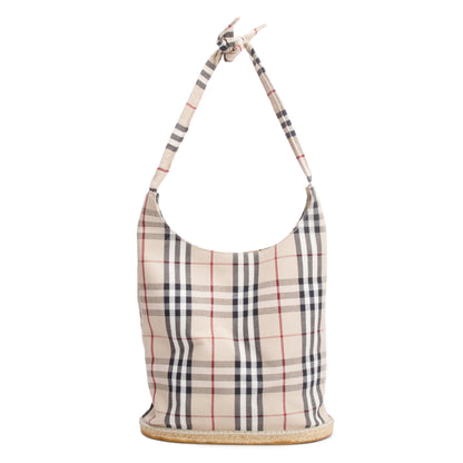 Burberry Nova Check Canvas Large Espadrille Hobo Bag