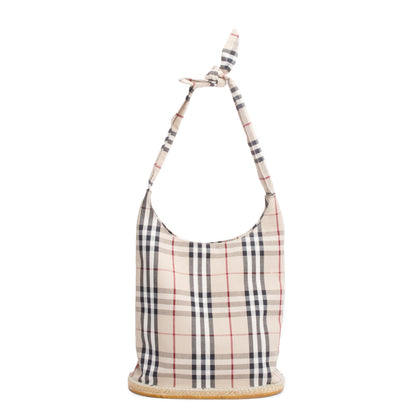 Burberry Nova Check Canvas Large Espadrille Hobo Bag