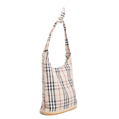 Burberry Nova Check Canvas Large Espadrille Hobo Bag