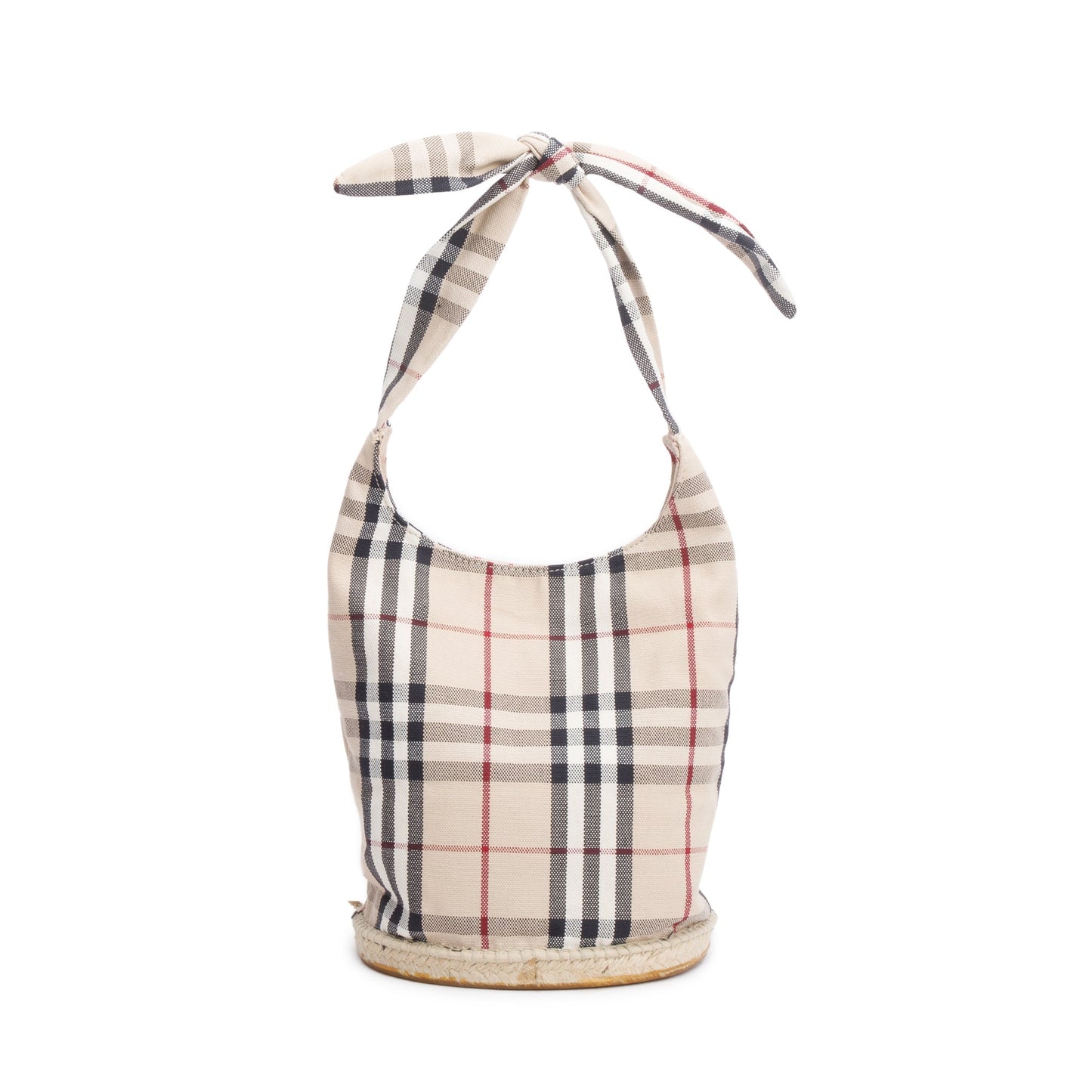 Burberry Nova Check Canvas Small Espadrille Hobo Bag
