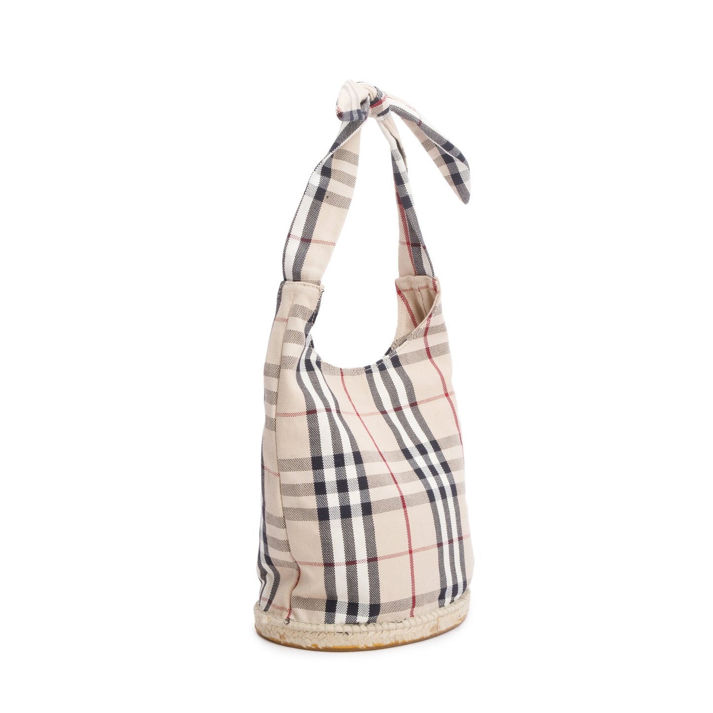 Burberry Nova Check Canvas Small Espadrille Hobo Bag