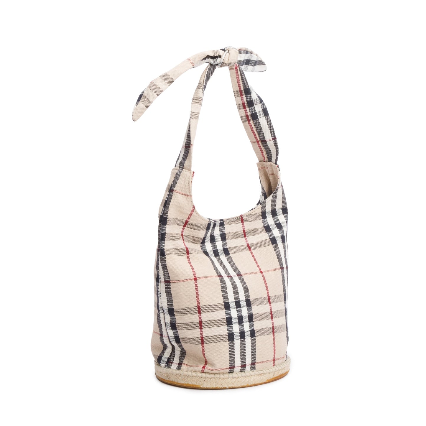 Burberry Nova Check Canvas Small Espadrille Hobo Bag