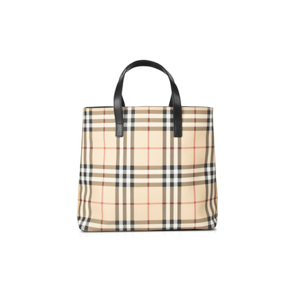 Burberry Nova Check Leather-Trimmed Tote