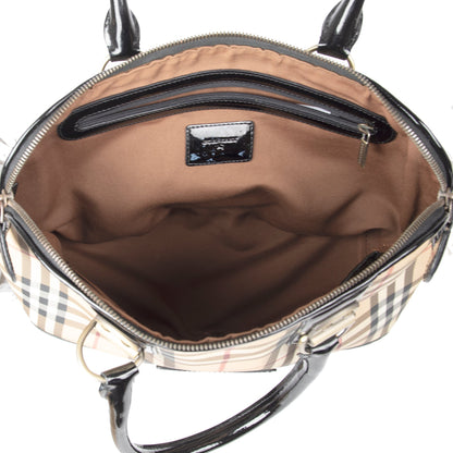 Burberry Nova Check Patent Leather-Trimmed Handle Bag