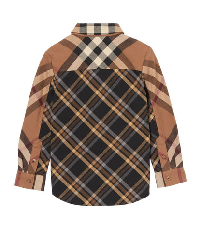 BURBERRY PATCHWORK CHECK COTTON FLANNEL SHIRT