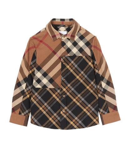 BURBERRY PATCHWORK CHECK COTTON FLANNEL SHIRT