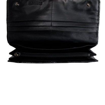 Burberry Patent Leather Trimmed Beat Check Continental Wallet