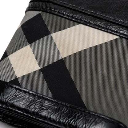Burberry Patent Leather Trimmed Beat Check Continental Wallet