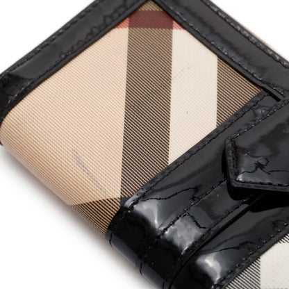 Burberry Patent Leather Trimmed House Check Continental Wallet