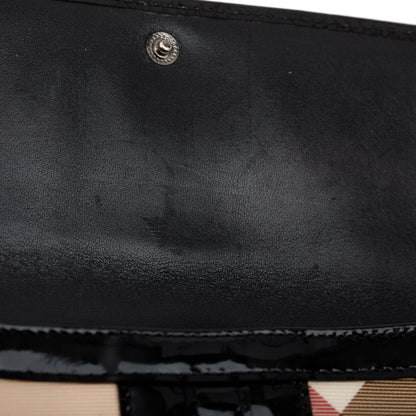 Burberry Patent Leather Trimmed House Check Continental Wallet