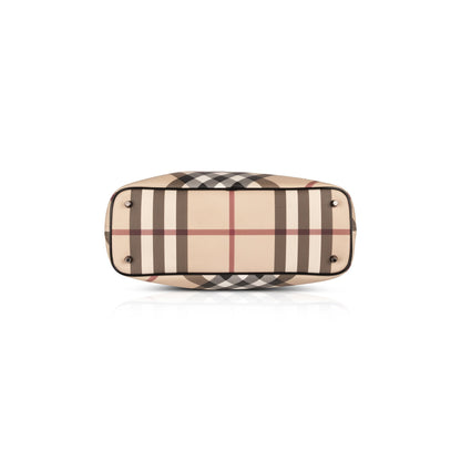 Burberry Patent Leather-Trimmed Nova Check Tote