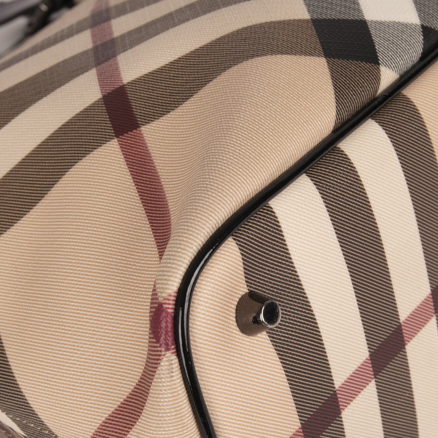 Burberry Patent Leather-Trimmed Nova Check Tote
