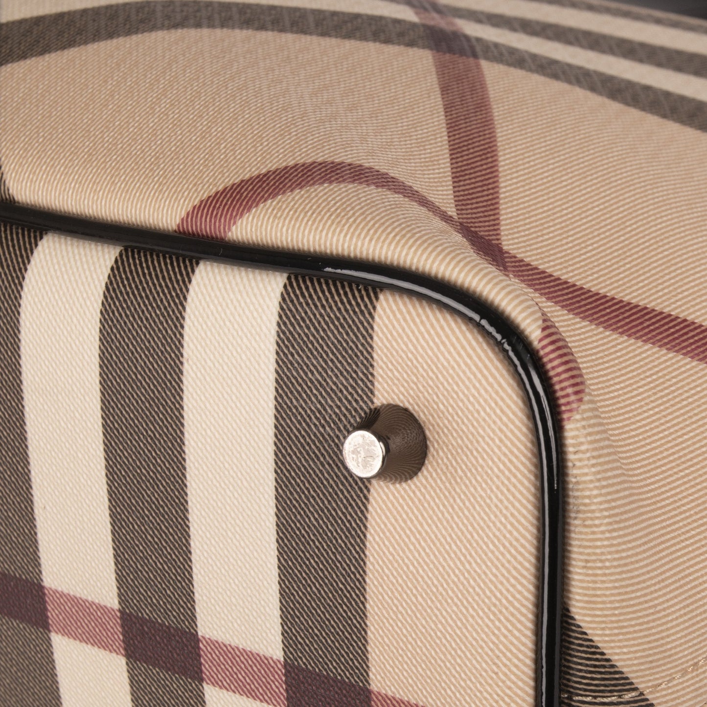 Burberry Patent Leather-Trimmed Nova Check Tote