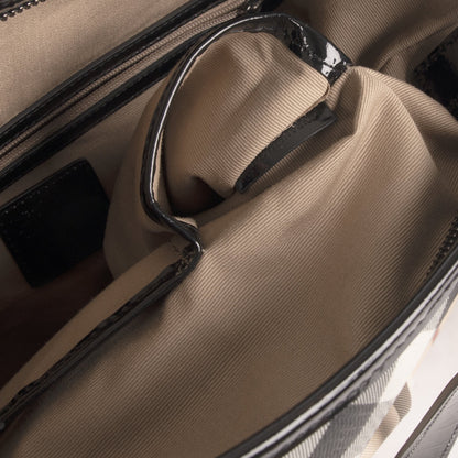 Burberry Patent Leather-Trimmed Nova Check Tote