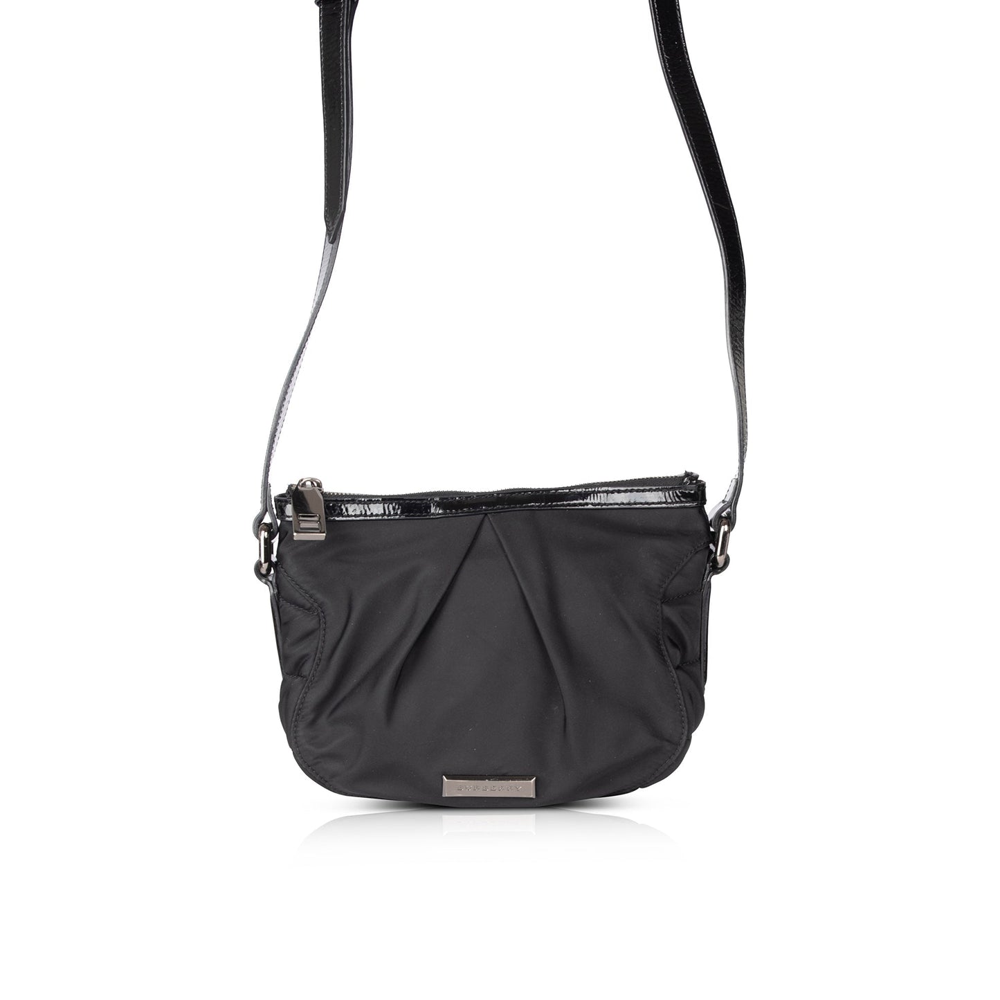 Burberry Patent Leather Trimmed Nylon Crossbody Bag