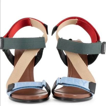 BURBERRY PATTERSON COLORBLOCK STILETTO SANDALS