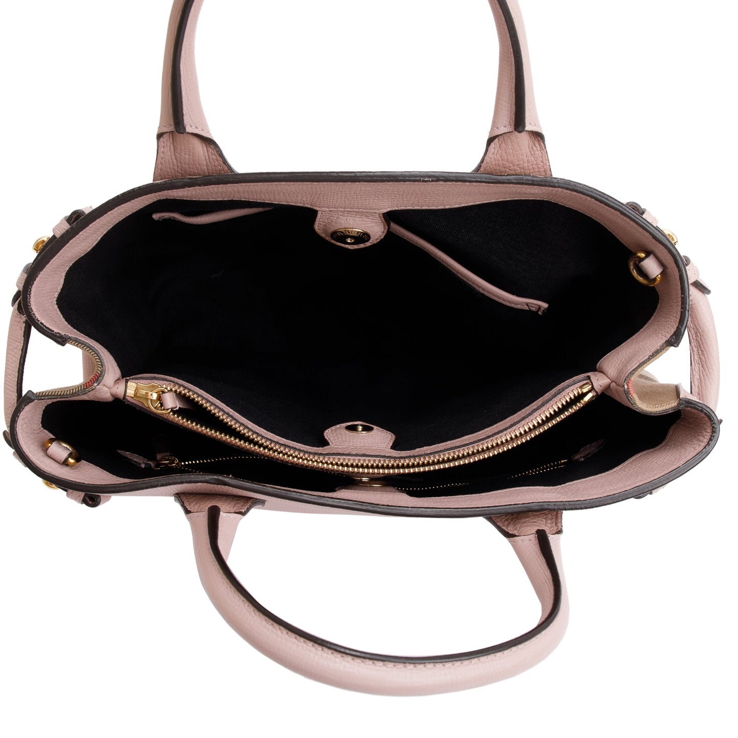 Burberry Pink Calfskin Leather House Check Medium Banner Tote