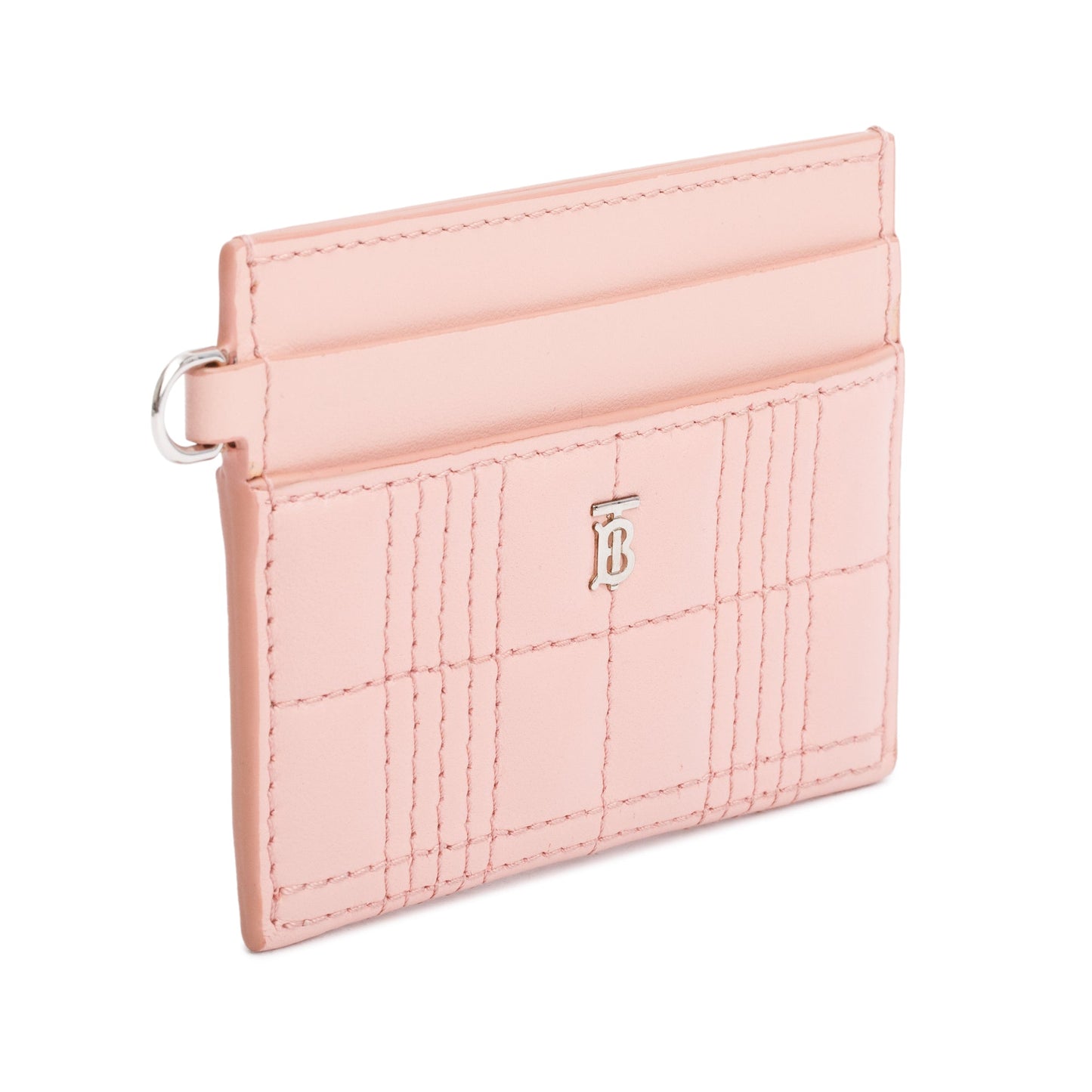 Burberry Pink Calfskin Leather TB Card Holder