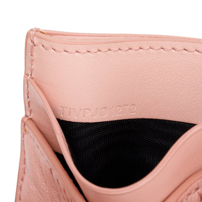 Burberry Pink Calfskin Leather TB Card Holder