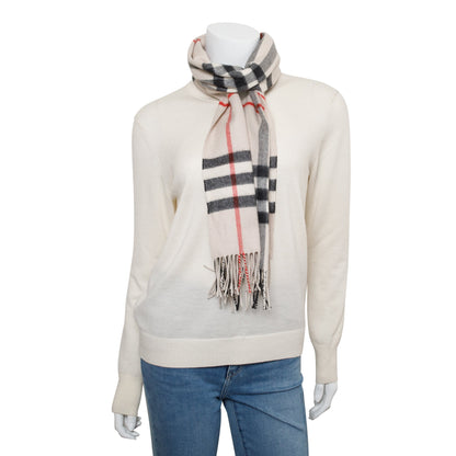 Burberry Pink Multicolor Horseferry House Check Cashmere Scarf